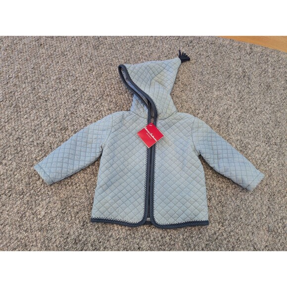 NWT Hanna Andersson Quilted Hooded Full Zip Jacket Winter Gray Toddler 90 US 3T - Picture 2 of 6